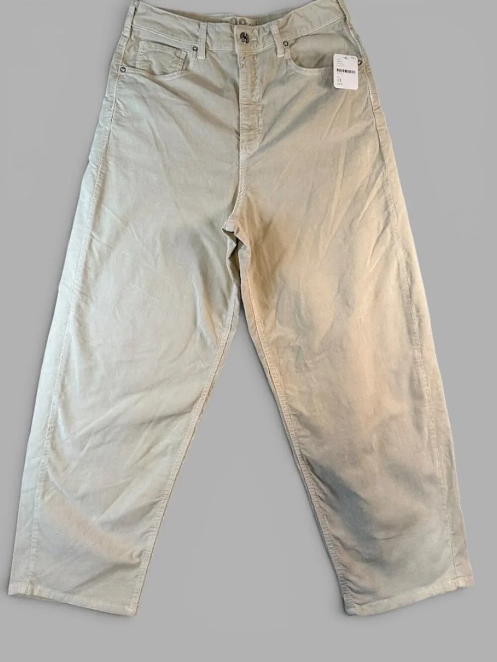 NWT Free People We The Free Sz 28 Corduroy Barrel Jeans High Rise Ivory